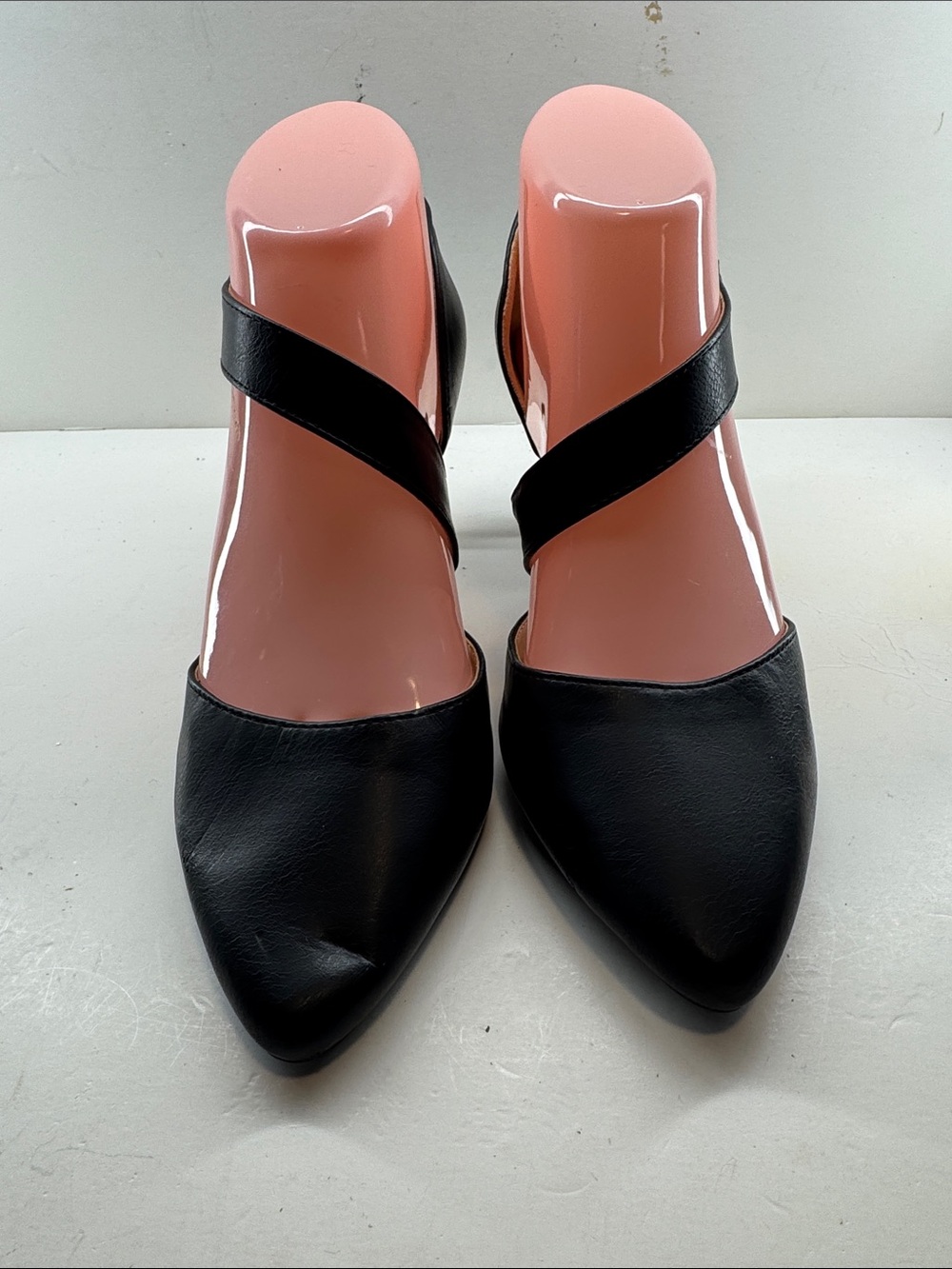 Black Pointed-Toe Women’s Heels with Cross Strap